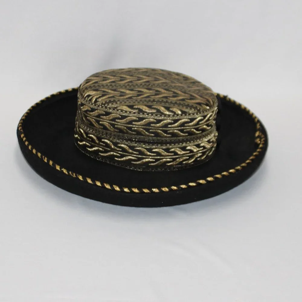 Vintage Dasha 100% Wool Black & Gold Hat